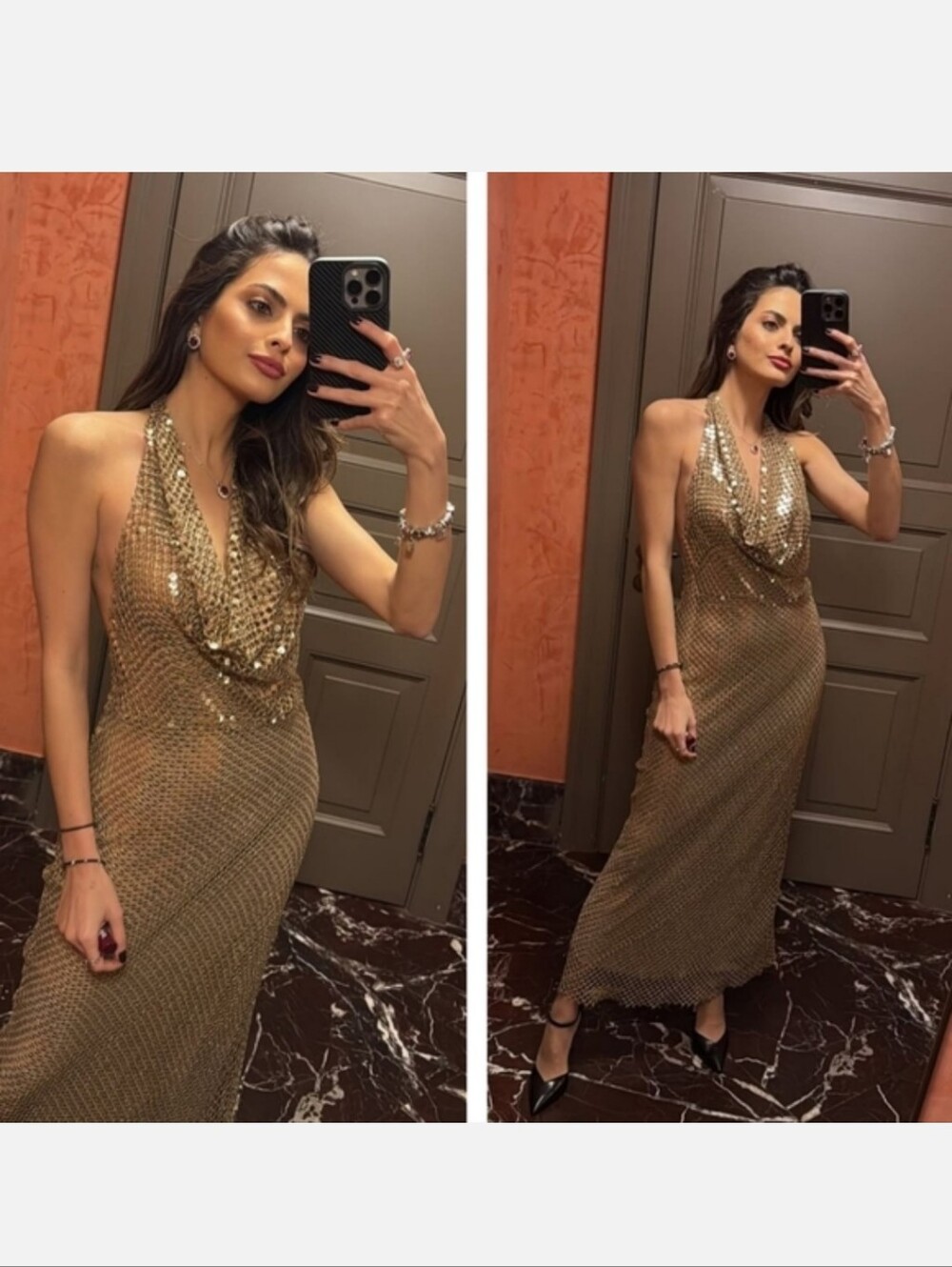 Zara GOLD MESH SLIP DRESS Size M - Picture 12 of 16